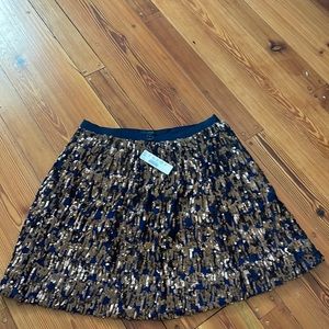 J. Crew Abstract Sequin Bubble Skirt Navy Gold 6 New with tags